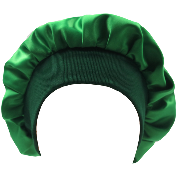 Adults Green Double Layered, reversible Satin Bonnet